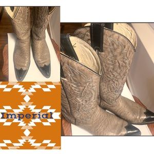Pointed American Made Cowboy Boots by Imperial, Size 9D, EUC